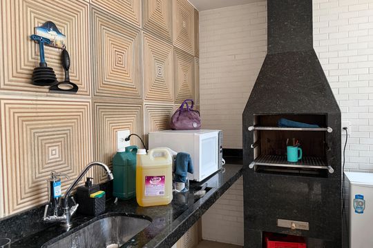 Área comum - Churrasqueira de apartamento para alugar com 3 quartos, 130m² em Embaré, Santos