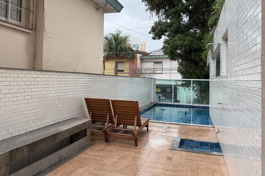 Área comum - Piscina de apartamento para alugar com 3 quartos, 130m² em Embaré, Santos