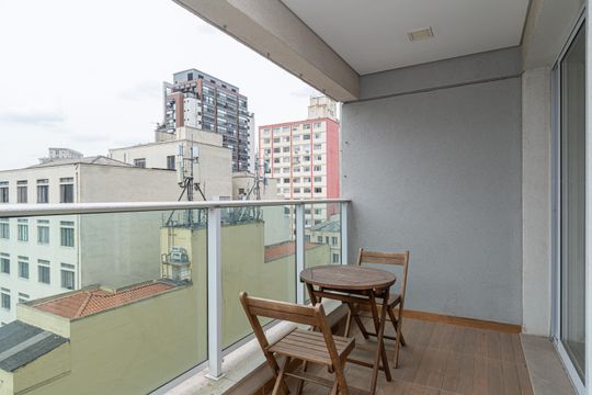 Varanda da Sala de apartamento para alugar com 1 quarto, 46m² em Bela Vista, São Paulo