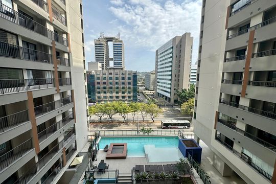 Vista da varanda de kitnet/studio à venda com 1 quarto, 30m² em Vila Cordeiro, São Paulo