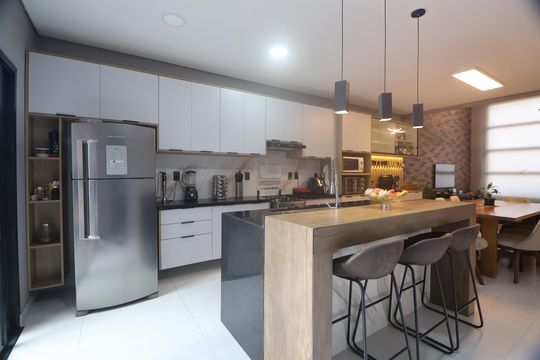 Cozinha - Armários de casa de condomínio à venda com 3 quartos, 138m² em Fátima, Canoas