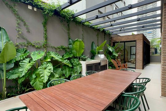 Churrasqueira de kitnet/studio para alugar com 1 quarto, 49m² em Sumaré, São Paulo
