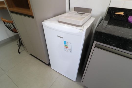 Cozinha de apartamento para alugar com 1 quarto, 25m² em Santa Mônica, Uberlândia