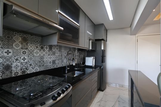 Cozinha de apartamento à venda com 2 quartos, 66m² em Campestre, Santo André