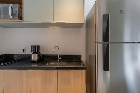 Cozinha de apartamento para alugar com 1 quarto, 24m² em Pompeia, São Paulo