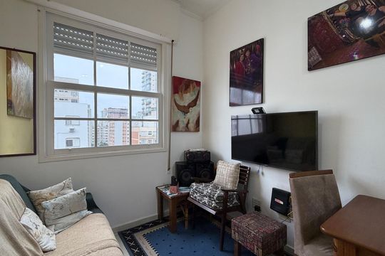 Sala de apartamento para alugar com 1 quarto, 60m² em Boqueirão, Santos