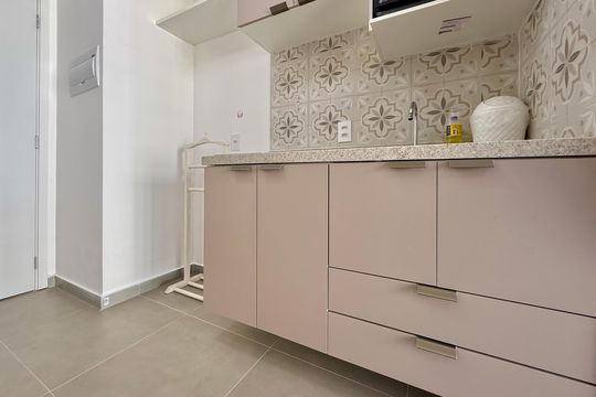 Cozinha  de kitnet/studio para alugar com 1 quarto, 25m² em Santo Amaro, São Paulo