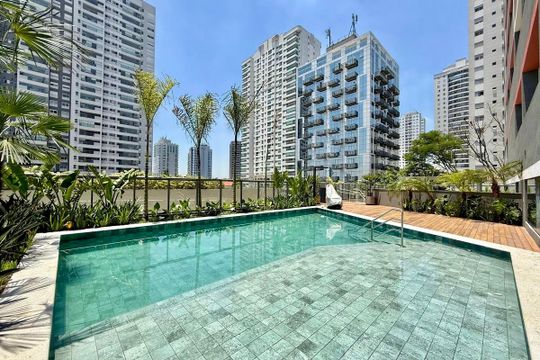 Piscina  de kitnet/studio para alugar com 1 quarto, 25m² em Santo Amaro, São Paulo