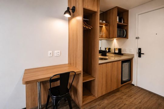 Cozinha de kitnet/studio à venda com 1 quarto, 20m² em Consolação, São Paulo