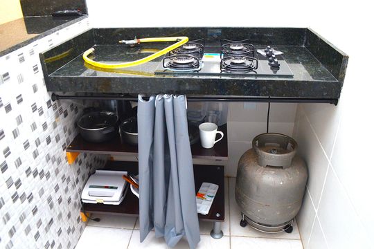Cozinha de kitnet/studio para alugar com 1 quarto, 21m² em Lajedo, Belo Horizonte