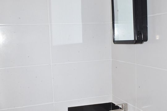 Banheiro de kitnet/studio para alugar com 1 quarto, 21m² em Lajedo, Belo Horizonte