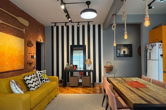 Sala de apartamento para alugar com 2 quartos, 65m² em Aparecida, Santos