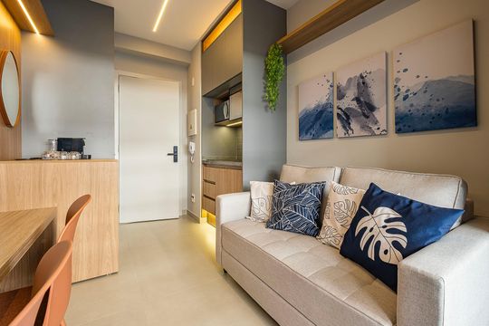 Sala/Cozinha de apartamento à venda com 1 quarto, 25m² em Pinheiros, São Paulo