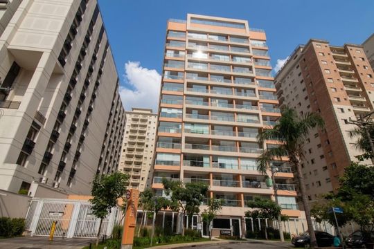 Fachada de apartamento à venda com 1 quarto, 47m² em Campo Belo, São Paulo
