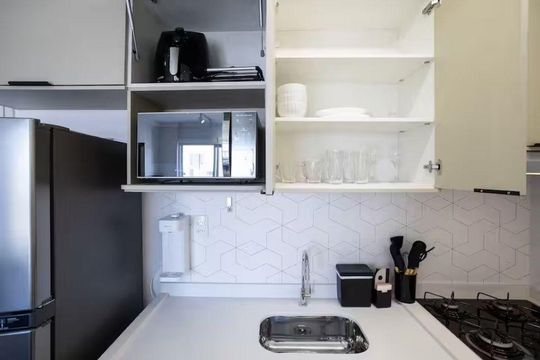Cozinha de apartamento à venda com 2 quartos, 36m² em Moema, São Paulo