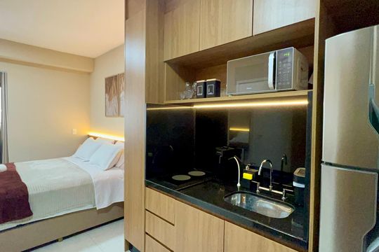Cozinha de kitnet/studio para alugar com 1 quarto, 24m² em Perdizes, São Paulo