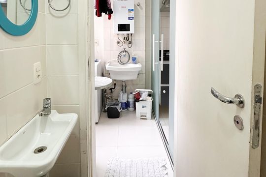 Banheiro de serviço de apartamento à venda com 3 quartos, 87m² em Centro, São Bernardo do Campo