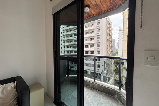 Varanda de apartamento à venda com 1 quarto, 40m² em Jardim Paulista, São Paulo