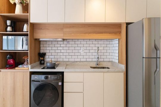 Cozinha de apartamento para alugar com 1 quarto, 32m² em Vila Clementino, São Paulo