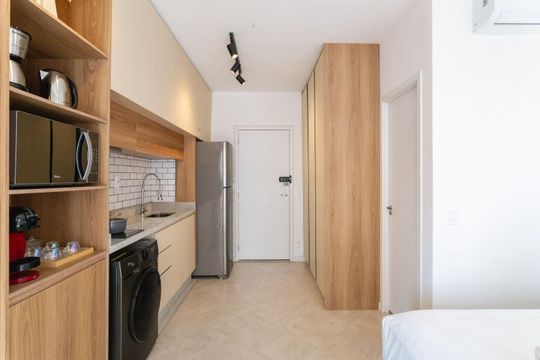 Cozinha de apartamento para alugar com 1 quarto, 32m² em Vila Clementino, São Paulo