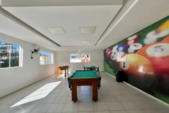 Área Comum - Sala de jogos de apartamento para alugar com 2 quartos, 43m² em Vila Satúrnia, Campinas