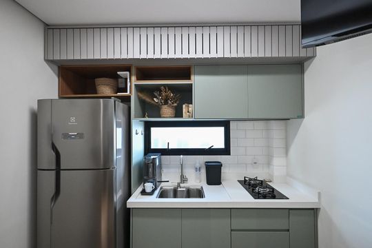 Cozinha de kitnet/studio para alugar com 1 quarto, 26m² em Jardim Panorama, São Paulo