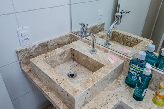 Banheiro suite de apartamento à venda com 1 quarto, 3129m² em Vila Palmeiras, São Paulo