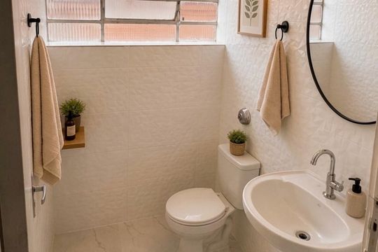 Banheiro de kitnet/studio à venda com 1 quarto, 21m² em Jardim Orlandina, Santo André