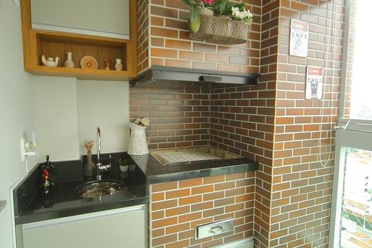 Varanda da Sala- Churrasqueira  de apartamento à venda com 1 quarto, 52m² em Jardim Silvestre, São Bernardo do Campo