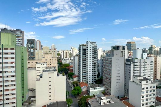 Vista da Sala de apartamento à venda com 1 quarto, 43m² em Pinheiros, São Paulo