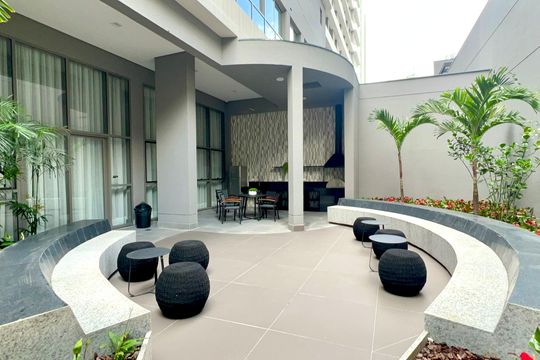 Área comum - Churrasqueira de apartamento à venda com 1 quarto, 43m² em Pinheiros, São Paulo