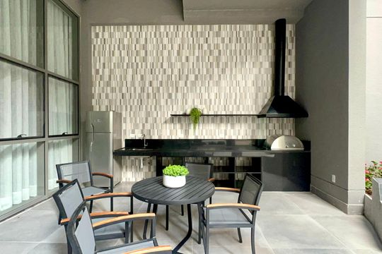 Área comum - Churrasqueira de apartamento à venda com 1 quarto, 43m² em Pinheiros, São Paulo