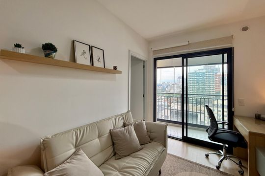 Sala de apartamento para alugar com 1 quarto, 34m² em Santo Amaro, São Paulo