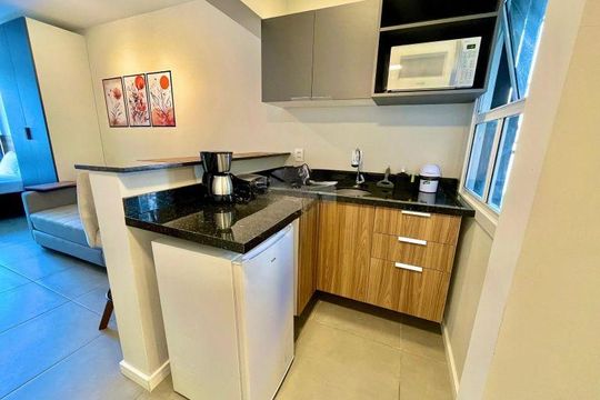 Cozinha de apartamento para alugar com 1 quarto, 29m² em Centro Histórico, Porto Alegre