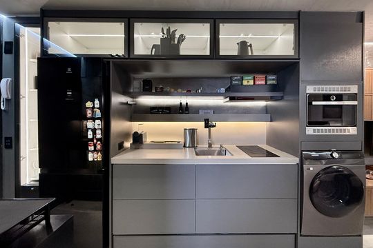 Cozinha de kitnet/studio para alugar com 1 quarto, 25m² em Vila Olímpia, São Paulo