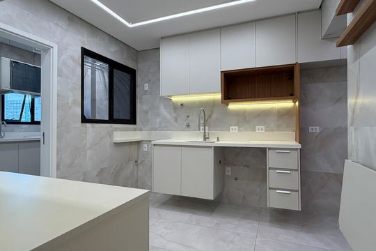 Cozinha de apartamento para alugar com 3 quartos, 89m² em Boqueirão, Santos