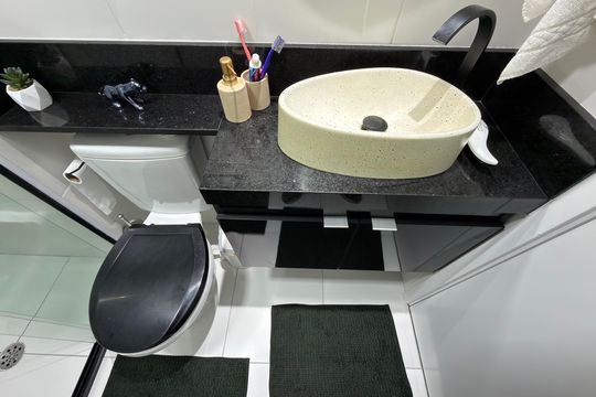Banheiro Social de apartamento à venda com 2 quartos, 48m² em Vila Joao Basso, São Bernardo do Campo