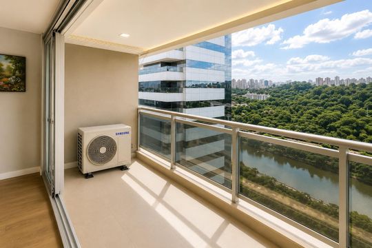 Varanda de kitnet/studio para alugar com 1 quarto, 49m² em Cidade Monções, São Paulo