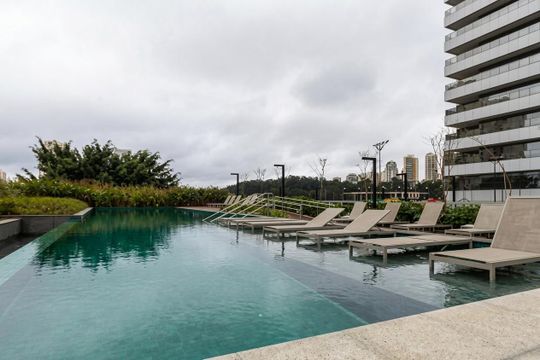 Área externa de kitnet/studio para alugar com 1 quarto, 49m² em Cidade Monções, São Paulo