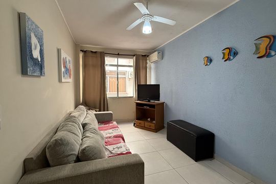 Sala de apartamento para alugar com 1 quarto, 54m² em Tombo, Guarujá