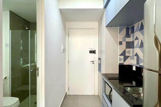 Cozinha de kitnet/studio para alugar com 1 quarto, 28m² em Pinheiros, São Paulo