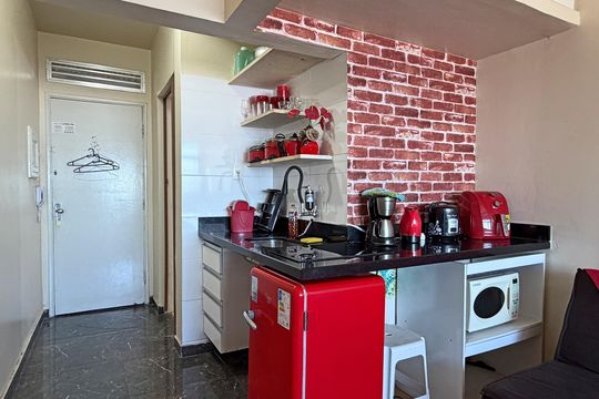 Cozinha de kitnet/studio para alugar com 1 quarto, 30m² em José Menino, Santos
