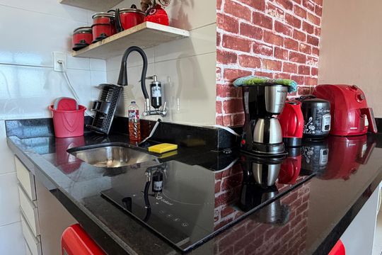Cozinha de kitnet/studio para alugar com 1 quarto, 30m² em José Menino, Santos