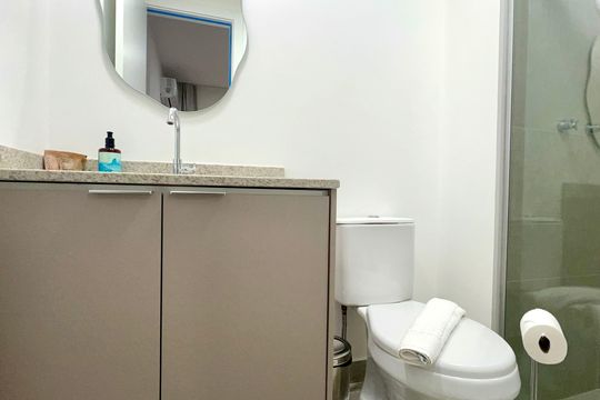 Banheiro da Suíte de kitnet/studio para alugar com 1 quarto, 27m² em Pinheiros, São Paulo