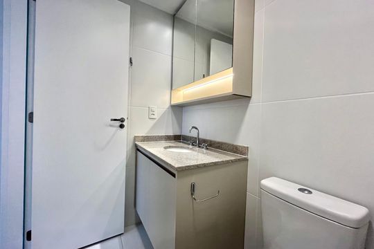 Banheiro da Suíte de apartamento para alugar com 1 quarto, 50m² em Vila Clementino, São Paulo