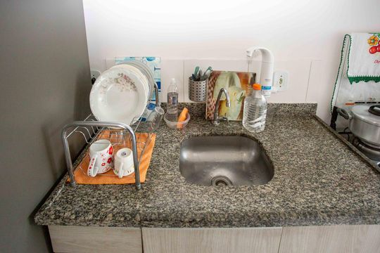 Cozinha de apartamento à venda com 2 quartos, 43m² em Canhema, Diadema