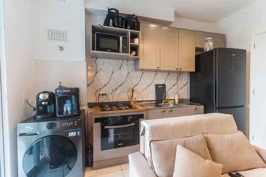 Cozinha de apartamento para alugar com 2 quartos, 44m² em Jardim Obelisco, Poá