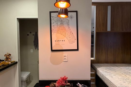 Cozinha de kitnet/studio para alugar com 1 quarto, 29m² em Embaré, Santos