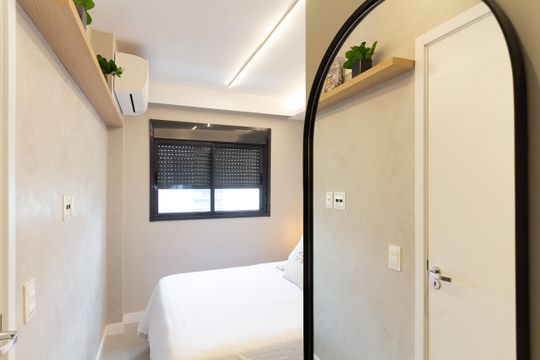 Banheiro da Suíte de apartamento para alugar com 1 quarto, 25m² em Vila Olímpia, São Paulo