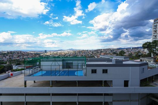 Varanda da Sala de apartamento à venda com 2 quartos, 55m² em Caiçaras, Belo Horizonte